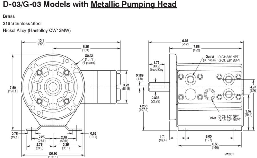 D03 Hydra-Cell Pro alloy pump head drawing