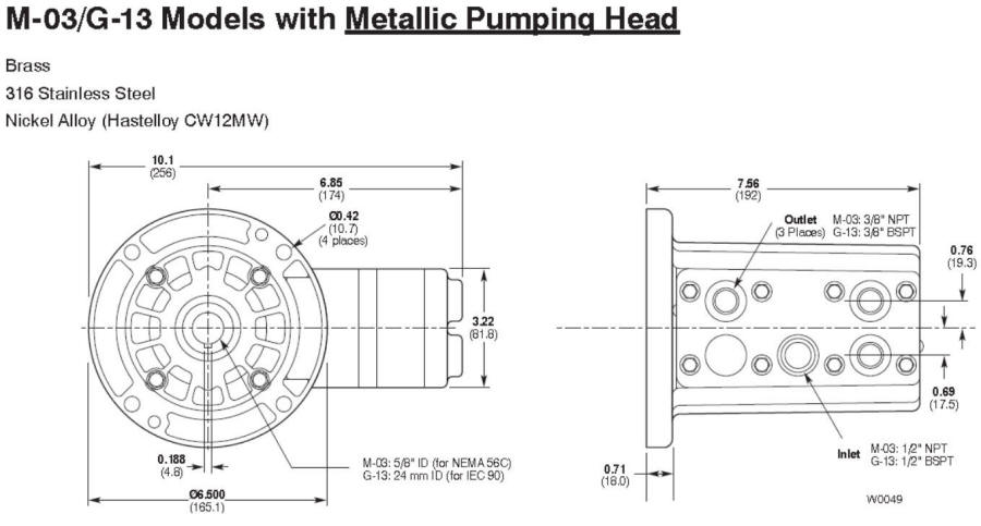 M03 Hydra-Cell Pro alloy pump head drawing